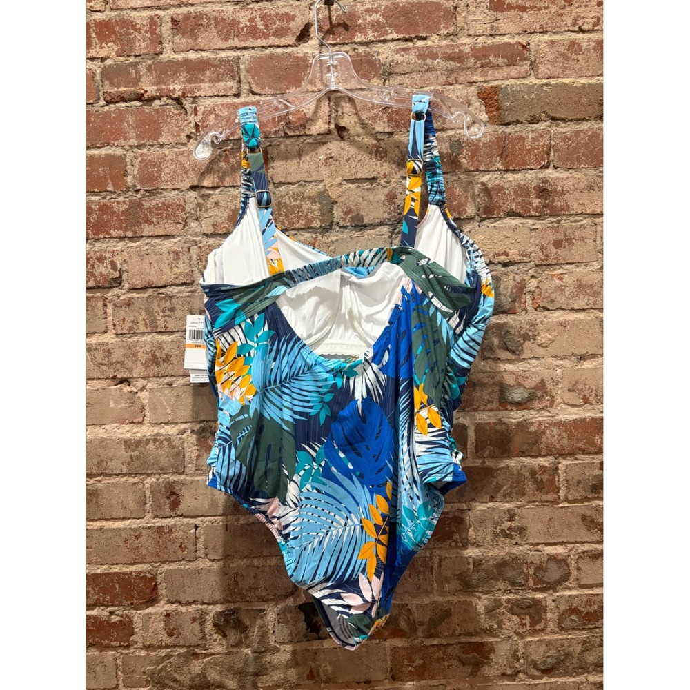 Jantzen Pantheon Blue Tropical One Piece Swimsuit 24W - Picture 5 of 5
